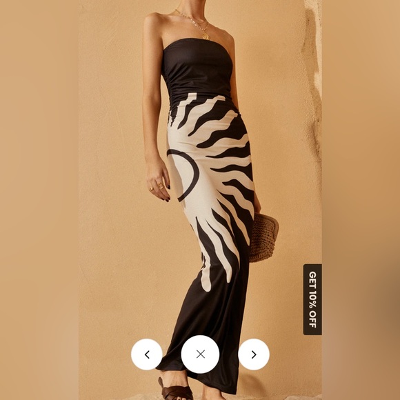 Commense - Off-Shoulder Sun Print Dress - Picture 2 of 3